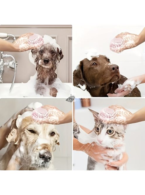 Szilikon háziállat-ápoló kefe masszázs golyókkal - 2 az 1-ben fürdő- és masszázseszköz kutyáknak és macskáknak