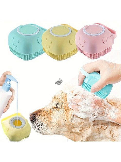 Szilikon háziállat-ápoló kefe masszázs golyókkal - 2 az 1-ben fürdő- és masszázseszköz kutyáknak és macskáknak