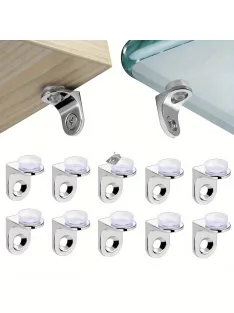   10 darabos fém polctartó konzol tapadókoronggal üveg- és fa polcokhoz