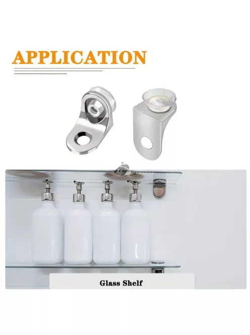 10 darabos fém polctartó konzol tapadókoronggal üveg- és fa polcokhoz