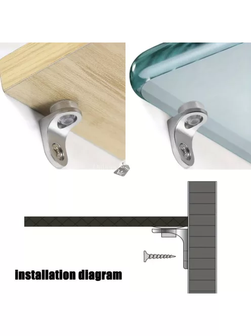 10 darabos fém polctartó konzol tapadókoronggal üveg- és fa polcokhoz