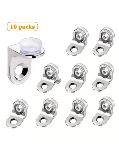 10 darabos fém polctartó konzol tapadókoronggal üveg- és fa polcokhoz