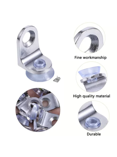 10 darabos fém polctartó konzol tapadókoronggal üveg- és fa polcokhoz