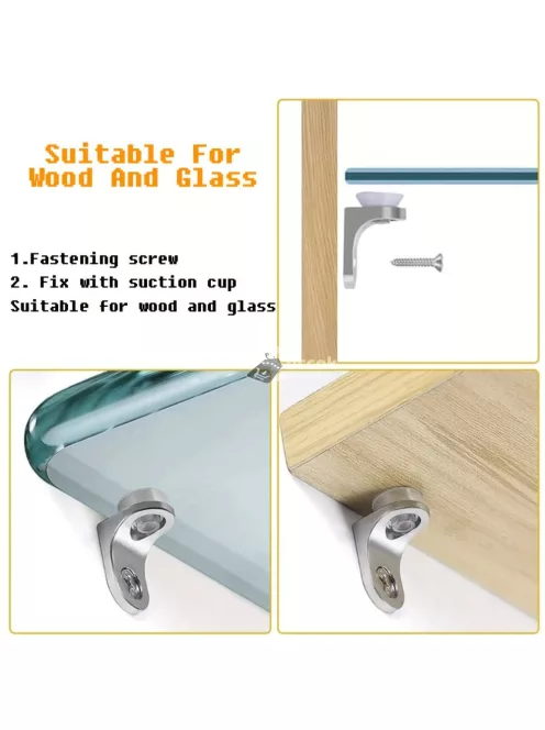 10 darabos fém polctartó konzol tapadókoronggal üveg- és fa polcokhoz