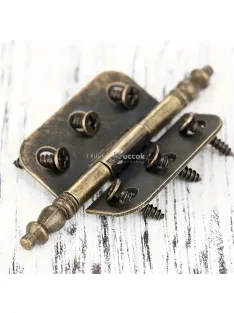 4db Antik Bronz Korona Fejű Zsanérok Csavarokkal