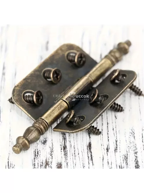 4db Antik Bronz Korona Fejű Zsanérok Csavarokkal