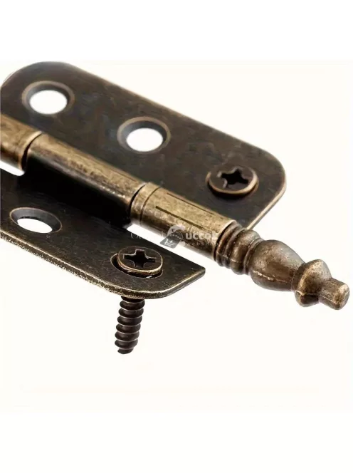 4db Antik Bronz Korona Fejű Zsanérok Csavarokkal