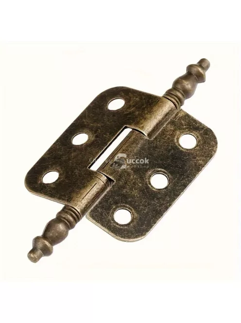 4db Antik Bronz Korona Fejű Zsanérok Csavarokkal