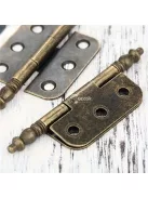 4db Antik Bronz Korona Fejű Zsanérok Csavarokkal