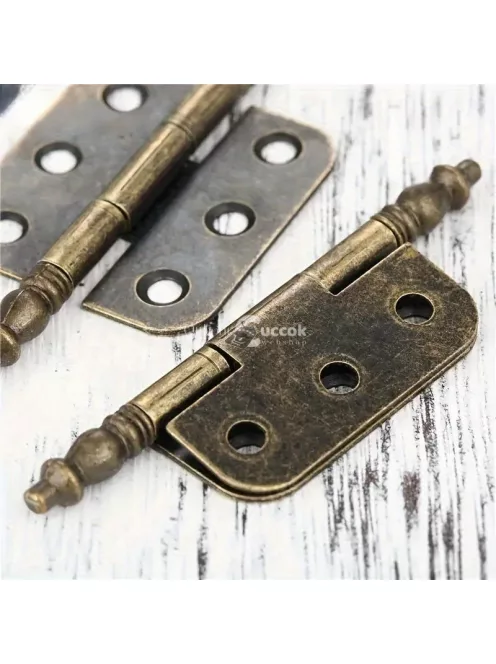 4db Antik Bronz Korona Fejű Zsanérok Csavarokkal