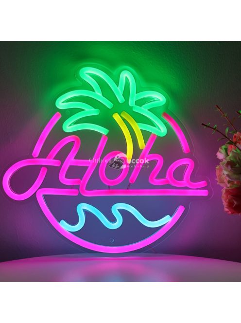 Aloha Pálmafa Tengerparti LED Neon Tábla