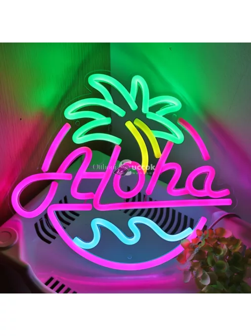 Aloha Pálmafa Tengerparti LED Neon Tábla
