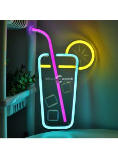Élénk Citrom & Jégkocka LED Neon Tábla
