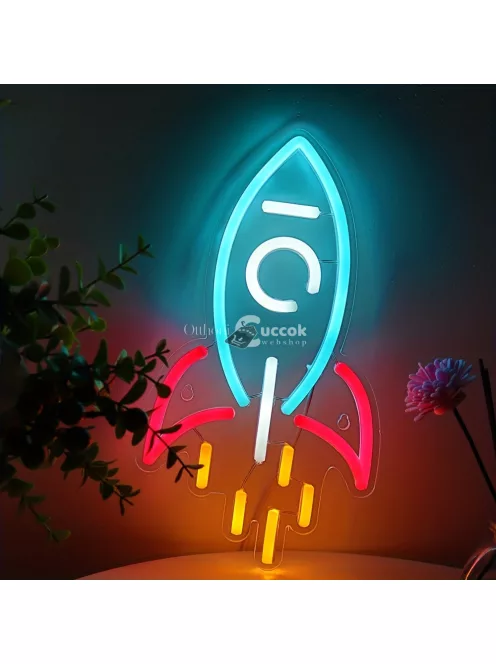 Rakéta fali dekoráció, LED-es neon
