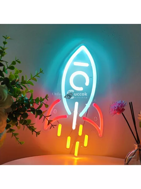 Rakéta fali dekoráció, LED-es neon