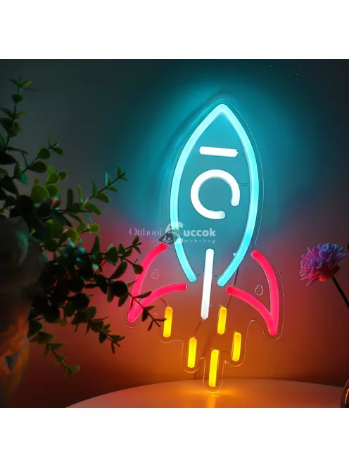 Rakéta fali dekoráció, LED-es neon