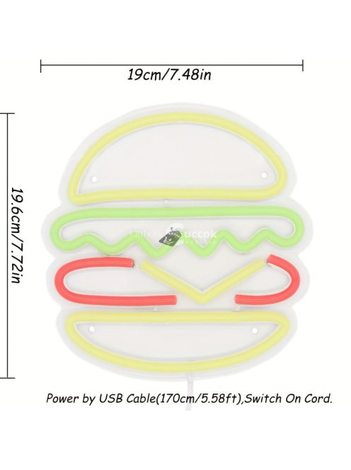 Hamburger LED Neon dekoráció