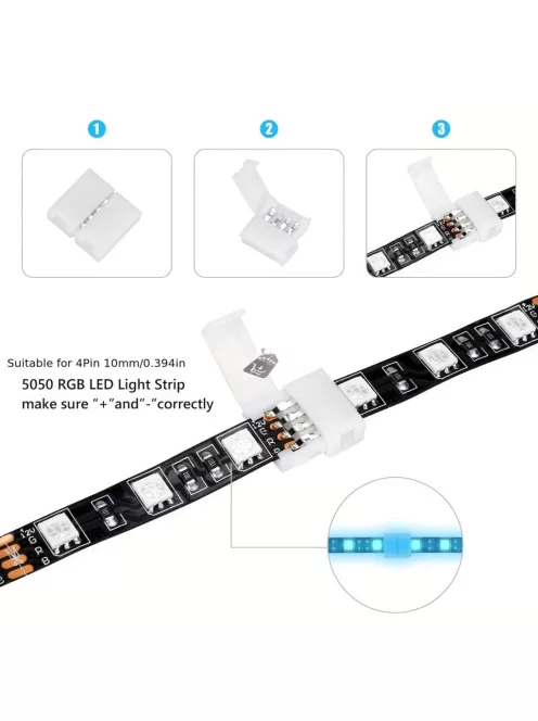 10db LED Fénycsík Csatlakozó