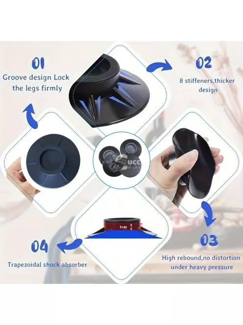 4db Anti-Vibrációs Mosógép Párna - Csúszásmentes, Zajcsökkentő Műanyag