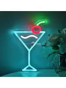 Hűvös jégkék koktélpohár neonfelirat