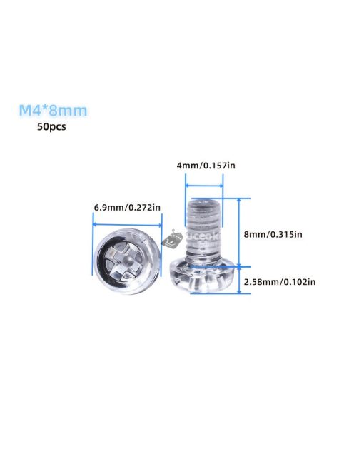 50db Akril Átlátszó Csavarok  Kerek Fejjel - Ideális Bútorösszeszereléshez, Elektronikához és Autójavításhoz
