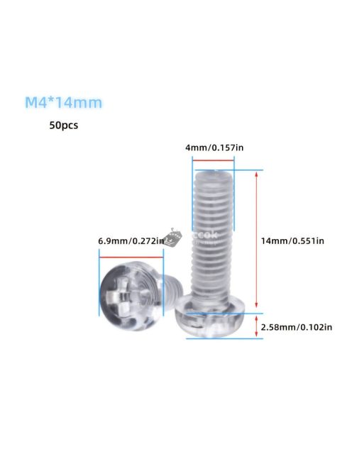 50db Akril Átlátszó Csavarok  Kerek Fejjel - Ideális Bútorösszeszereléshez, Elektronikához és Autójavításhoz