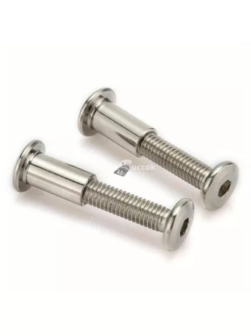 Nikkelezett M6 kerekfejű csavar -  10mm - 80mm hatszögletű foglalat, jobbmenetes bútorösszekötőkhöz