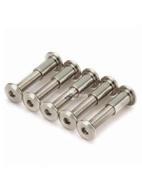 Nikkelezett M6 kerekfejű csavar -  10mm - 80mm hatszögletű foglalat, jobbmenetes bútorösszekötőkhöz