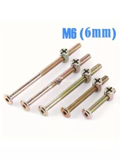 10 db M6 6mm-es bútorcsavar és anyacsavar készlet