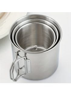   500 ml-es tartós és hordozható  rozsdamentes acél kempingpohár karabinerkapcstal és összecsukható fogantyúval