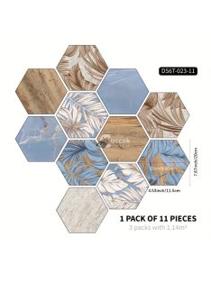 11db Színes öntapadó hatszögletű padlómatrica