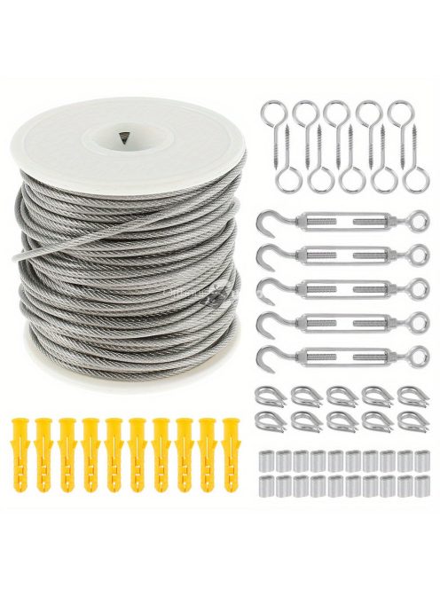 30m-es rozsdamentes acél drótkötél készlet