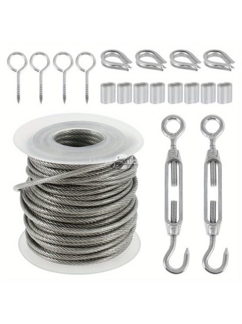 30m-es rozsdamentes acél drótkötél készlet