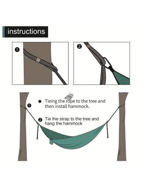 2 db időjárásálló függőágy-heveder állítható hurkokkal