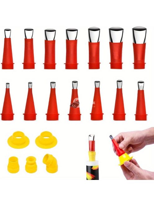 Újrahasználható rozsdamentes acél tömítőfúvóka készlet szilikon hegyekkel