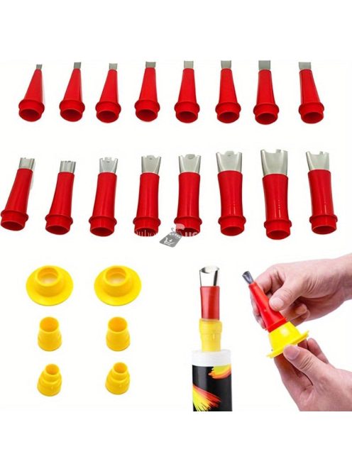 Újrahasználható rozsdamentes acél tömítőfúvóka készlet szilikon hegyekkel