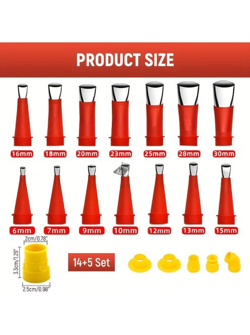 Újrahasználható rozsdamentes acél tömítőfúvóka készlet szilikon hegyekkel