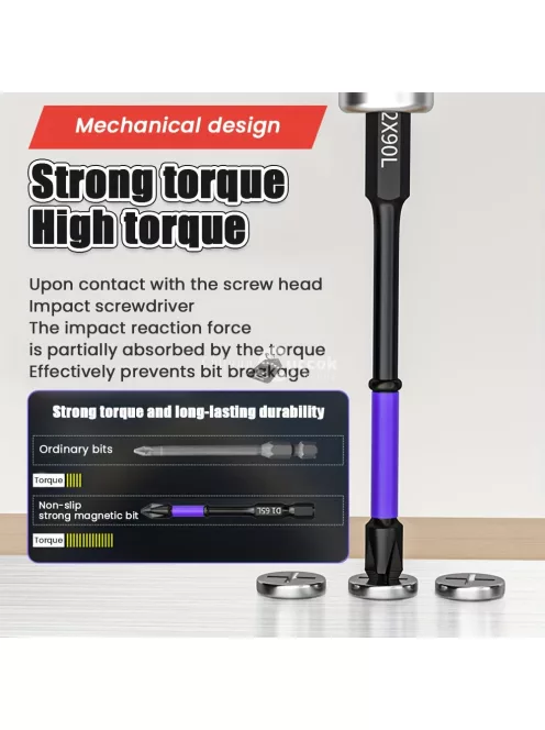 6 db Oauee Magnetic D1 csavarhúzó készlet, ütésálló, csúszásmentes fogazott él