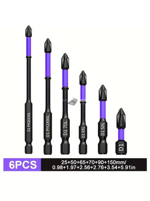 6 db Oauee Magnetic D1 csavarhúzó készlet, ütésálló, csúszásmentes fogazott él