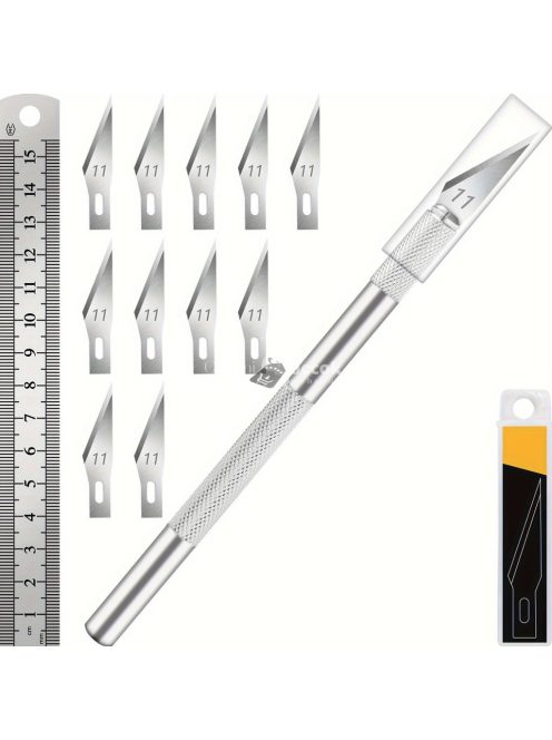 11 db-os rozsdamentes acél precíziós pengekészlet