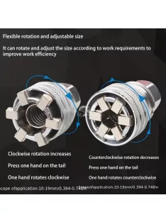   Állítható Dugókulcs Fej, 10–19 mm-es racsnis csavarkulcs hüvely