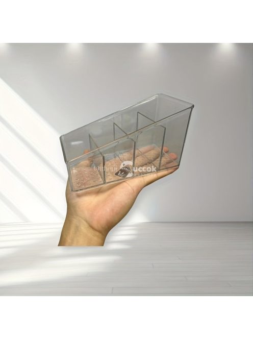 Átlátszó műanyag távirányító tartó, 4 rekeszes asztali rendező