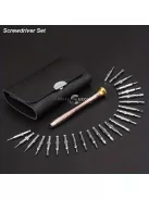 25 darabos precíziós csavarhúzó készlet műbőr tokkal - Ideális szemüvegekhez, órákhoz és elektronikai eszköz javításhoz