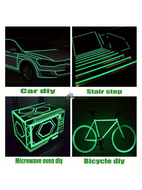 3db - Színes, sötétben világító szalag, öntapadós fluoreszkáló ragasztó