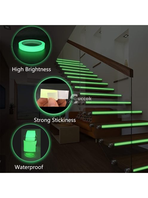3db - Színes, sötétben világító szalag, öntapadós fluoreszkáló ragasztó