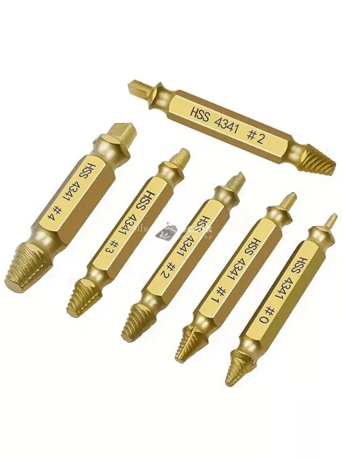 6db aranyozott titán sérült csavar kihúzó készlet