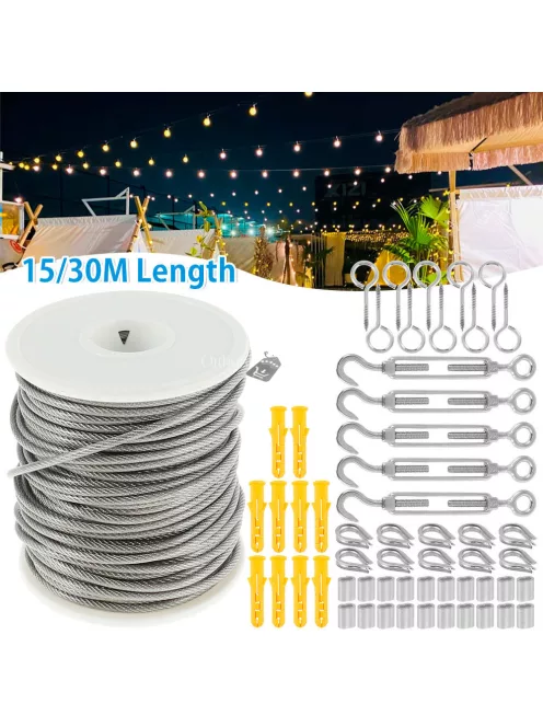 PVC Bevonatú Rozsdamentes Acél Nagy Teherbírású Kábelkötél Kerti Huzal