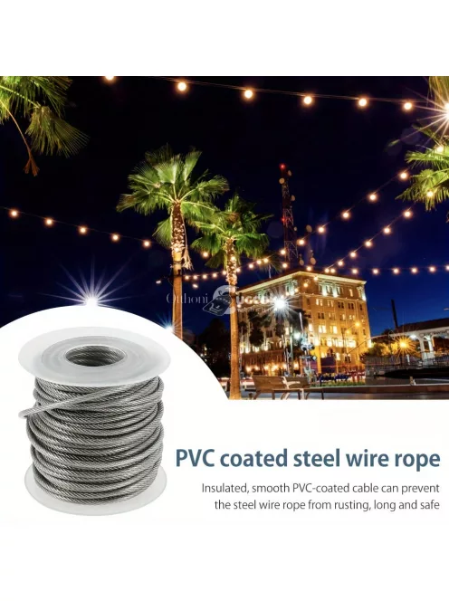 PVC Bevonatú Rozsdamentes Acél Nagy Teherbírású Kábelkötél Kerti Huzal