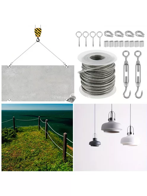 PVC Bevonatú Rozsdamentes Acél Nagy Teherbírású Kábelkötél Kerti Huzal