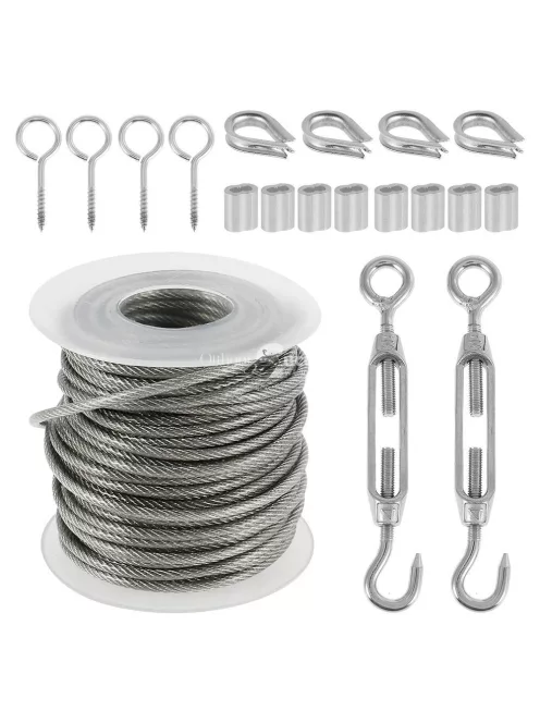 PVC Bevonatú Rozsdamentes Acél Nagy Teherbírású Kábelkötél Kerti Huzal